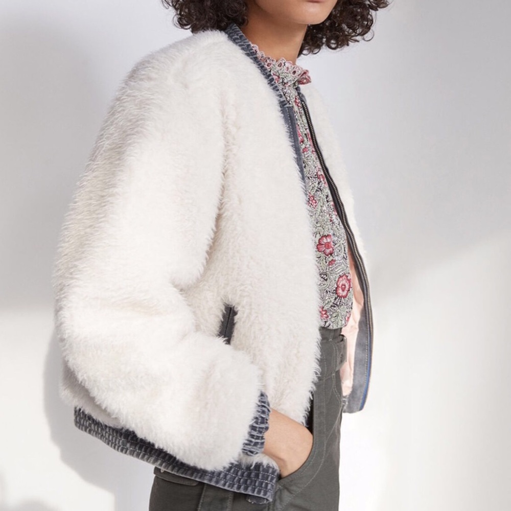 PRISTINE CONDITION! Rebecca Taylor La Vie Fur and denim jacket